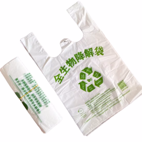 Custom Biodegradable Compostable PLA/Pbat Vest Hand-Held Shopping Plastic Tote Bag